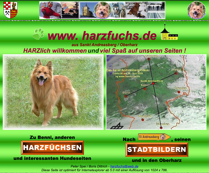 Historische Harzfuchs-Website aus dem Jahr 2004